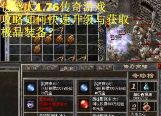 仿盛大1.76传奇游戏攻略如何快速升级与获取极品装备？